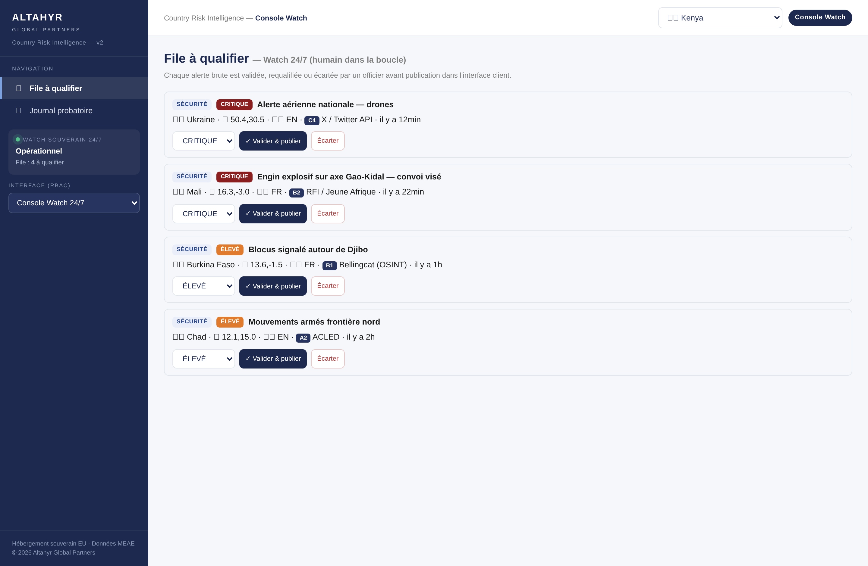 Atlas : file de qualification de la console de veille 24/7