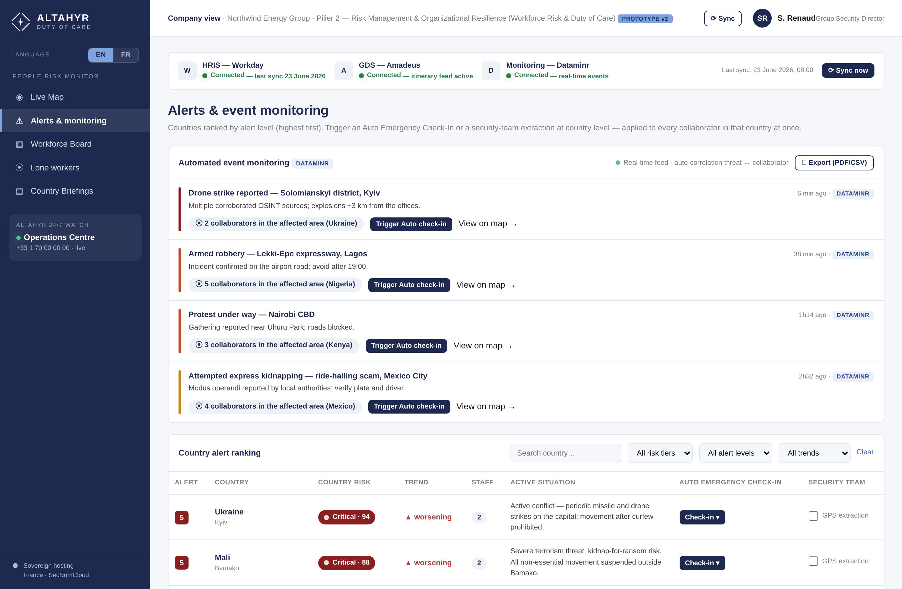 Compass — alerts, automated event monitoring and auto check-in