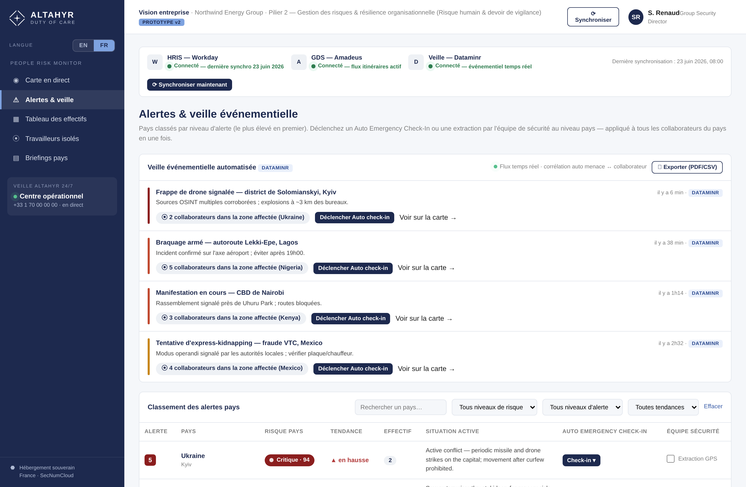 Compass : alertes, surveillance automatisée des événements et check-in automatique