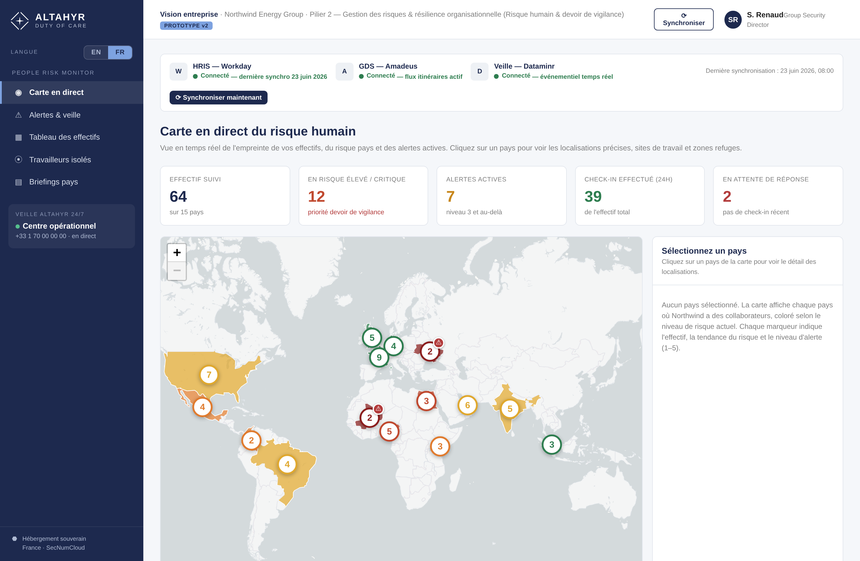 Compass : carte en direct du risque humain